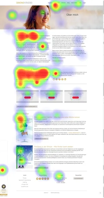 Eye-Tracking-Heatmap der Website von Simone Kriebs